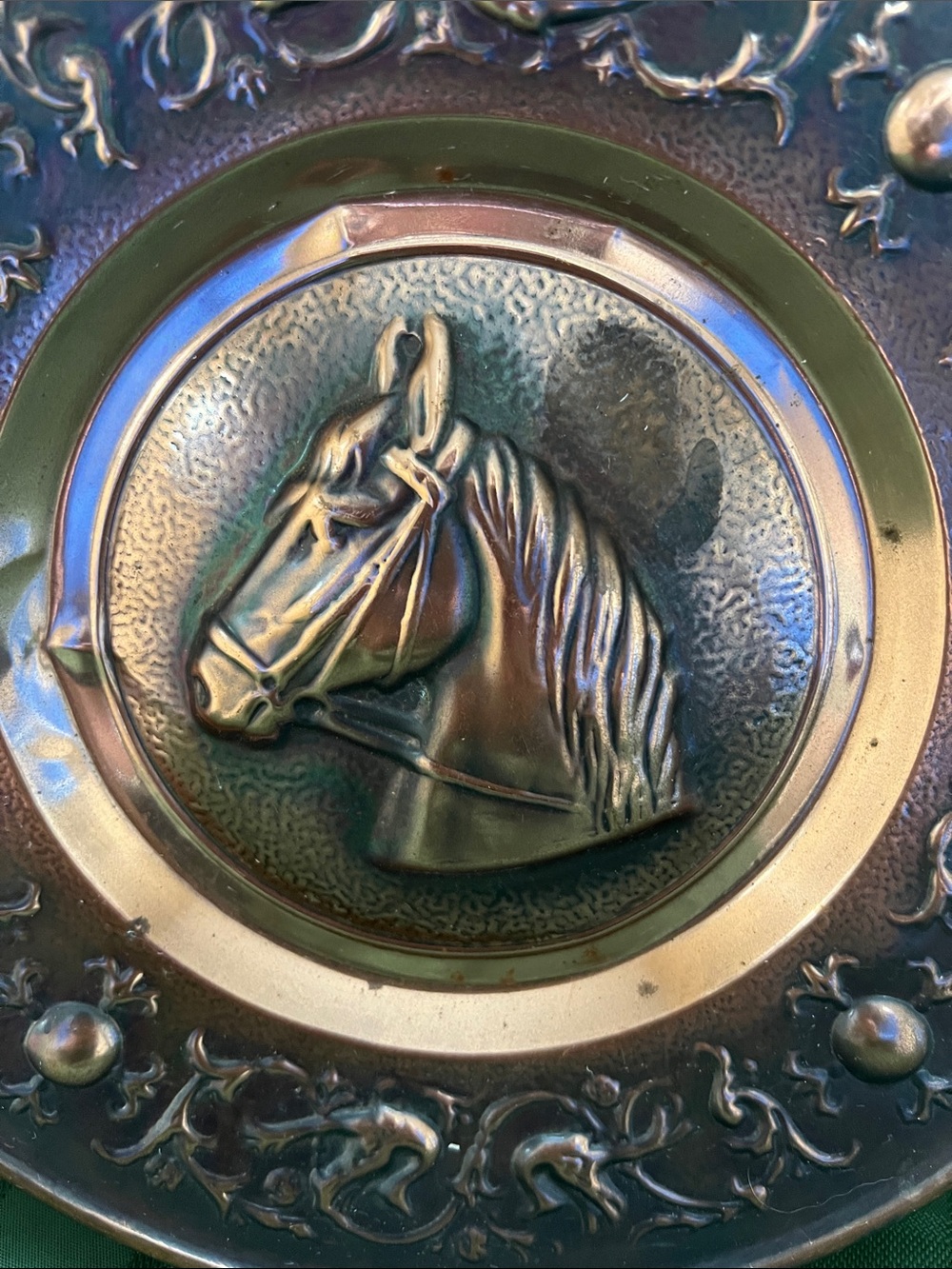 Vintage Decorative Horse Medallion Wall Plate - Copper Finish - Picture 2 of 11